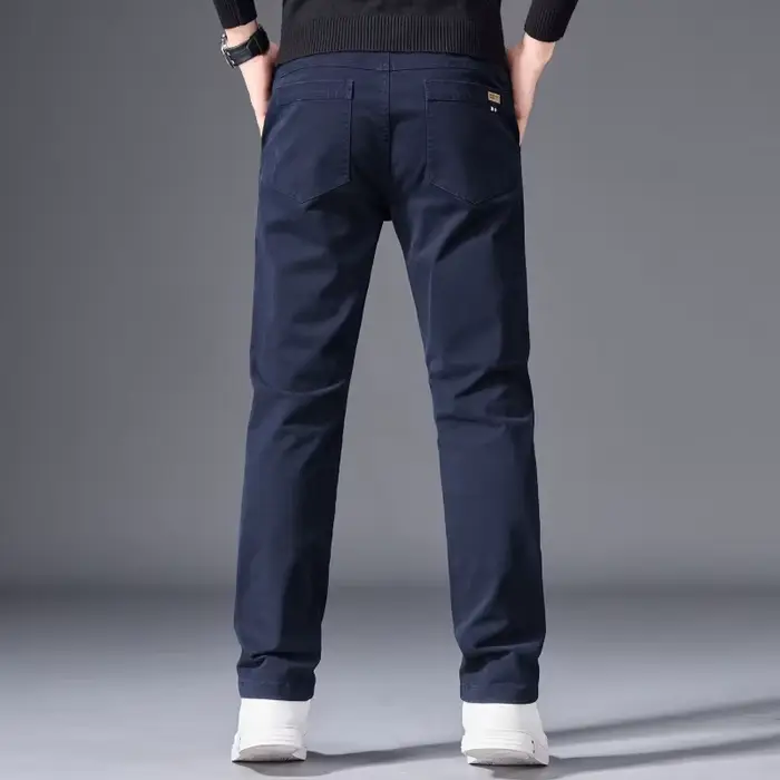 Pantalon en coton pour homme, coupe droite classique, élastique, couleur unie, décontracté, pour aff