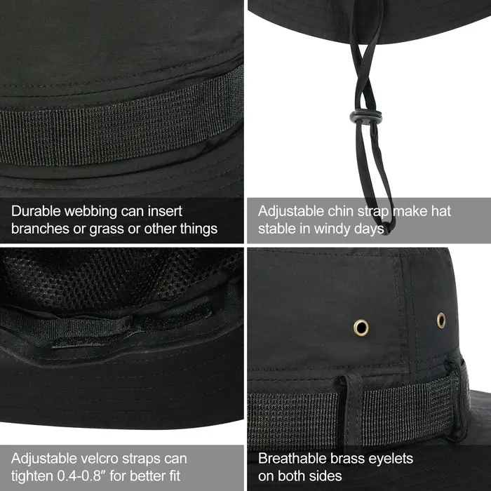 BOTVELA Chapeau seau imperméable avec mentonnière Chapeau Boonie pliable à séchage rapide Chapeau Sa