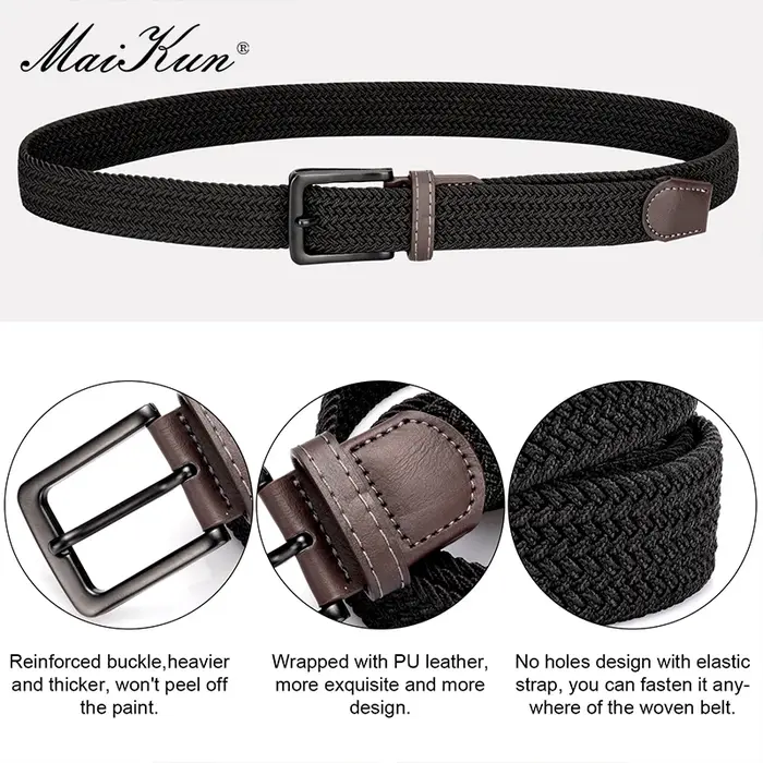 MaiKun 2 pièces toile hommes ceintures mode élastique métal boucle ardillon militaire tactique surél