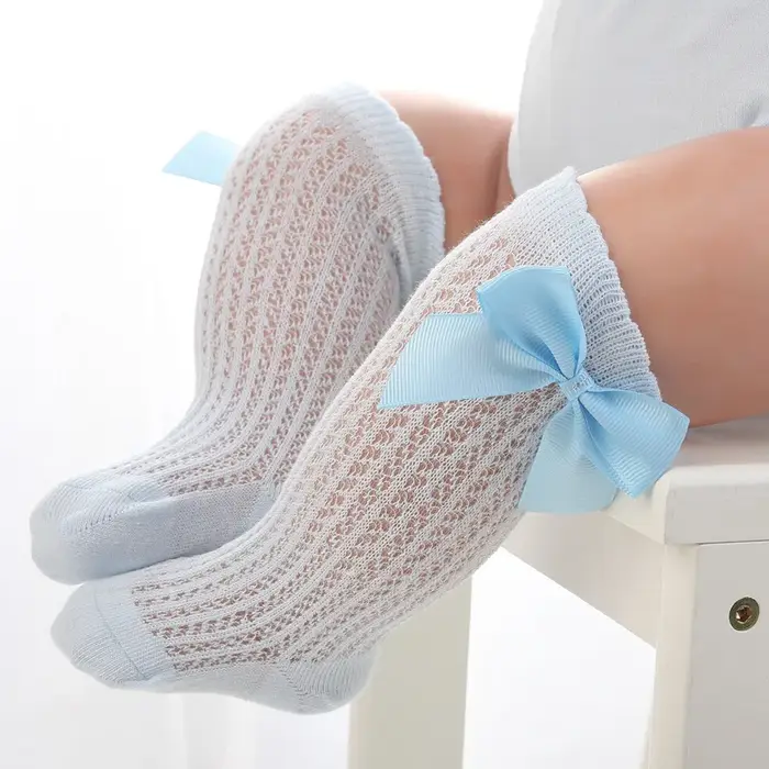 3 paires/lot été bébé filles chaussettes enfant en bas âge infantile nœud coton maille respirant cha