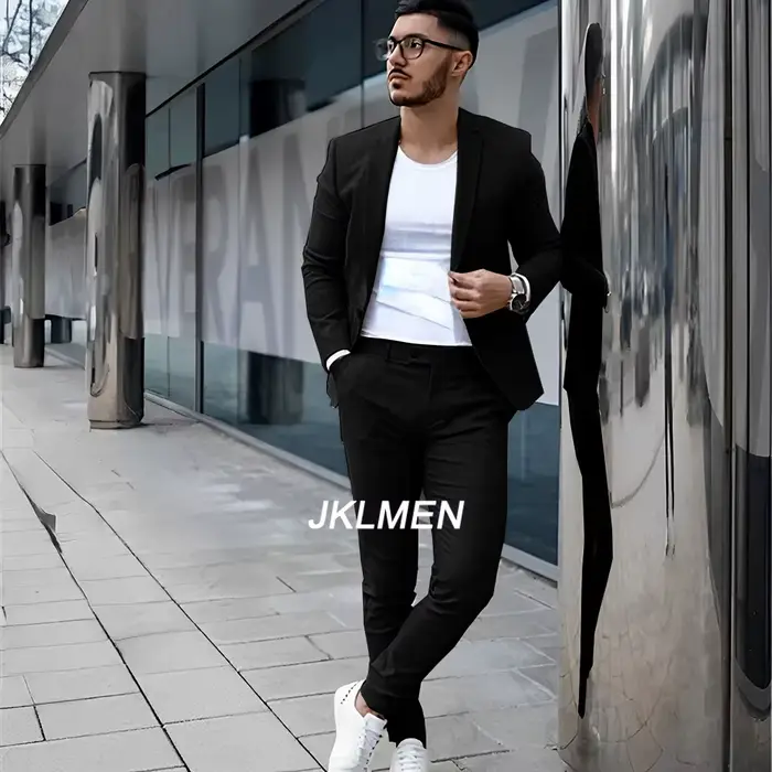 Costume 2 pièces gris pour hommes, veste d'été décontractée, pantalon formel, smoking de mariage, vê