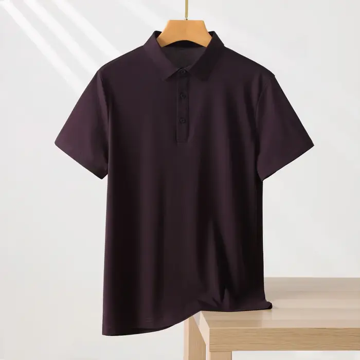 T-shirt Polo Homme Couleur Unie Manches Courtes Été Décontracté Ample Tendance Laisel Modal Tricoté 