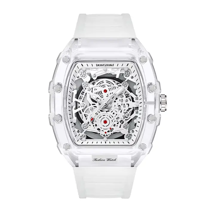 UTHAI BK134 montre à la mode pour hommes en forme de baril montre à quartz étanche transparente horl