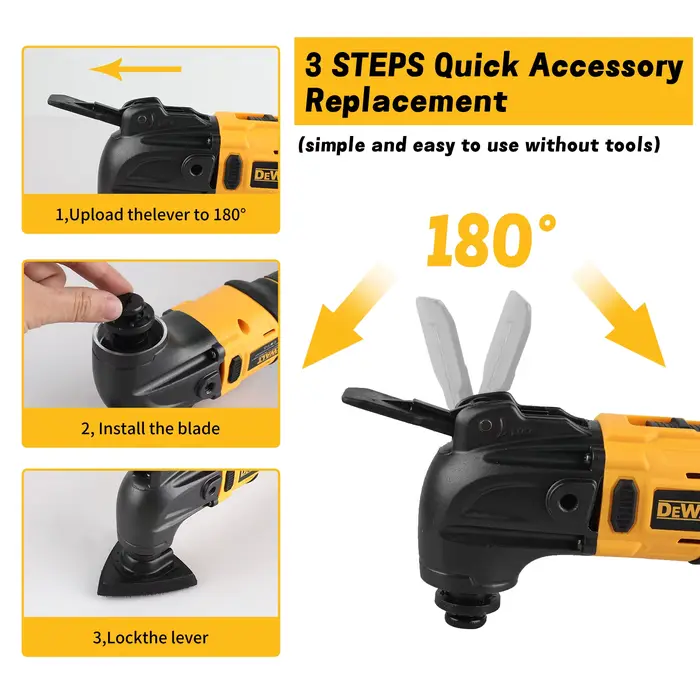 DEWALT 20V MAX Outil multiple oscillant sans fil sans balais 5 Accessoires inclus! Changement rapide