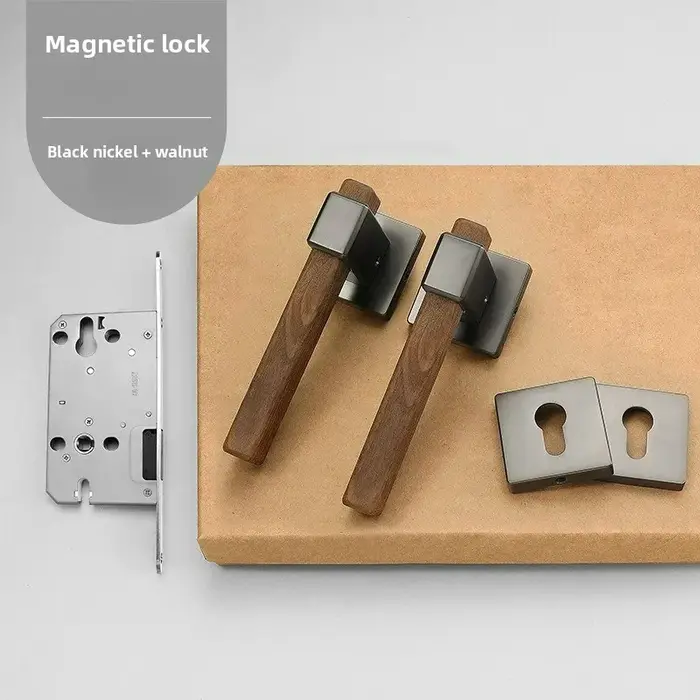 Serrure de porte intérieure de chambre à coucher en noyer, poignée de porte en bois massif, vent crè