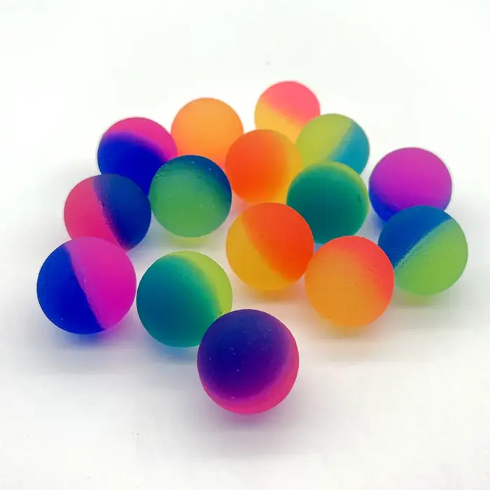 Boule élastique en caoutchouc, arc-en-ciel, bicolore, mat, solide, boule flottante colorée, boule am