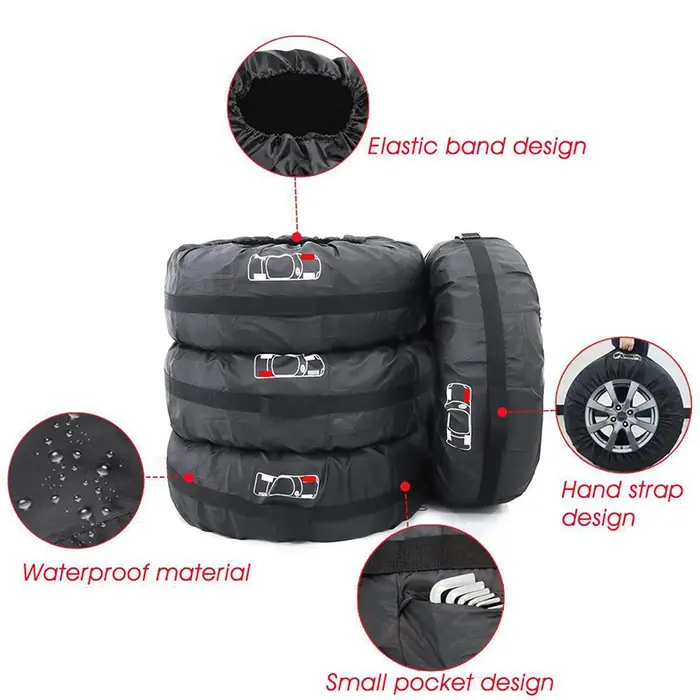 Housse de protection pour pneus de secours de voiture, 4 pièces/lot, sacs de rangement en Polyester 