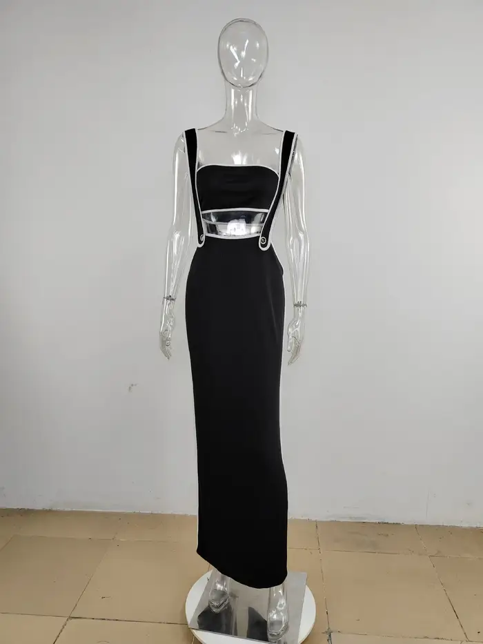 Ensemble pull et jupe maxi à bretelles spaghetti pour femmes, haut en fibre de glace, mode féminine 