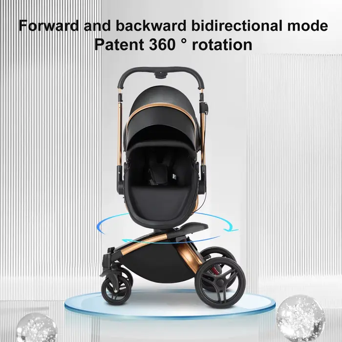 360 °   Poussette bébé 3 en 1 siège auto poussette Combo système de voyage poussettes haute paysage 