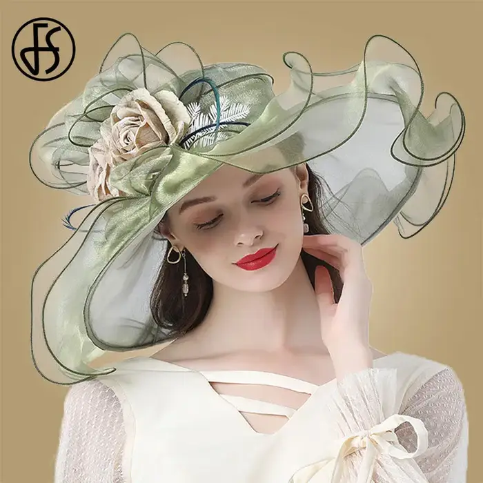 Chapeaux Fascinateurs à fleurs élastiques pour femmes, tri Derby, chapeau de soleil en organza, gran