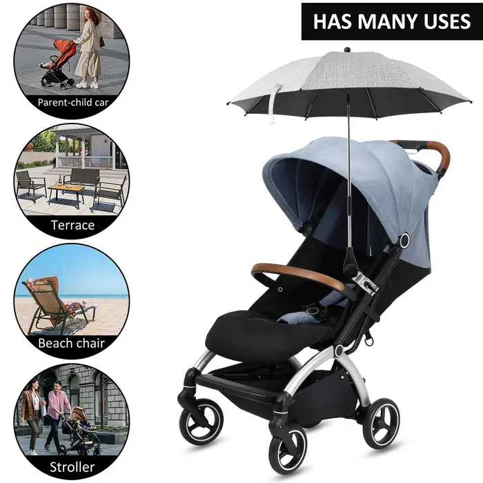 Parapluie Universel Pour Poussette De Bébé Protection UV Soleil Pluie Parasol Réglable 360° Étanche Occasions Spéciales Promenades En Ville Parc Plage