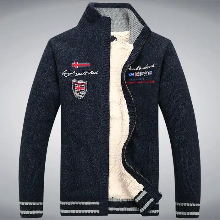Polaire chaud homme pull doublure en laine hiver Cardigan épaissir pardessus décontracté coton noir blanc rouge hommes v