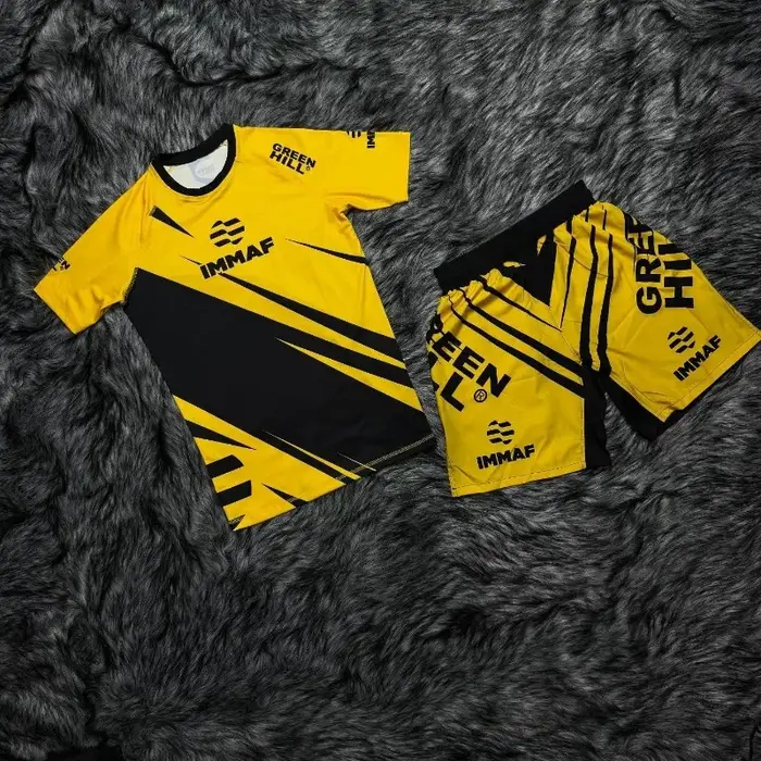 Ensemble sportif IMMAF 2026 noir et rose - Tenue combat BJJ séchage rapide adultes enfants