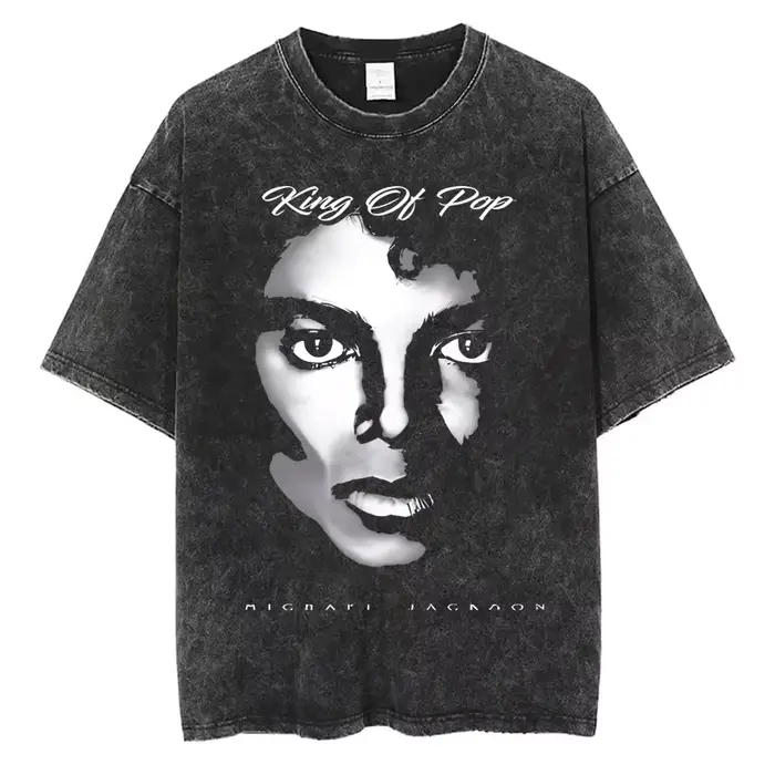 T-shirts vintage délavés Michael Jackson le roi de la pop pour hommes et femmes, t-shirt décontracté