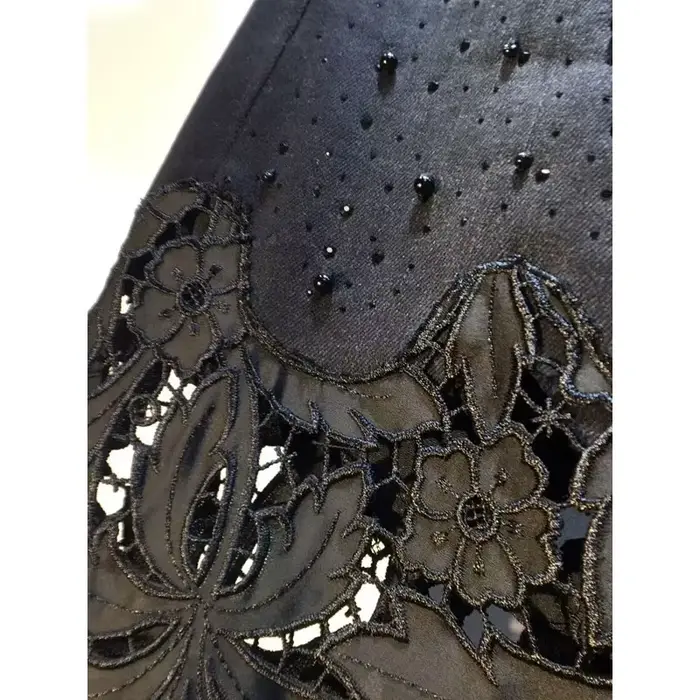 Nouveau été Denim Patchwork crochet fleur dentelle creuse jambe droite jambe large pantalon décontra