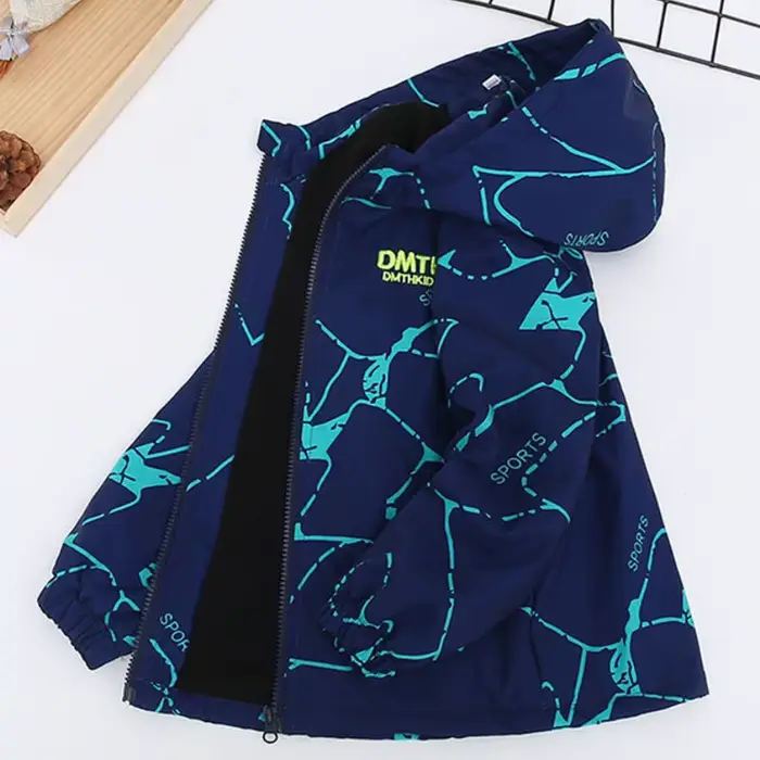 Veste extérieure épaisse imperméable pour garçon coupe-vent moderne avec capuche ajustable et poches zippées pour activités en plein air et école