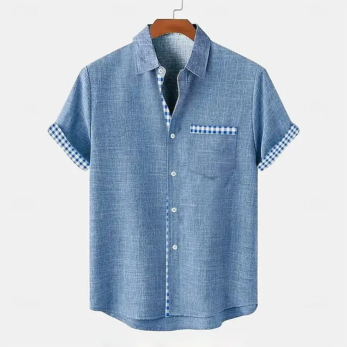 Chemise pour homme en lin, style ethnique, imprimé 3D, chemise décontractée à manches courtes avec c