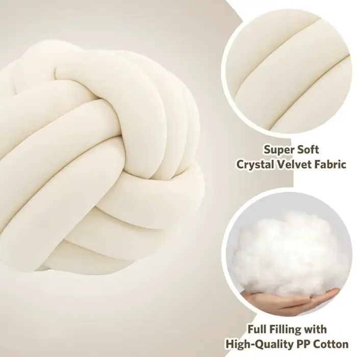 Art Decor Knot Ball Throw Pillow Fait à la main en velours doux Grand coussin Moderne et confortable