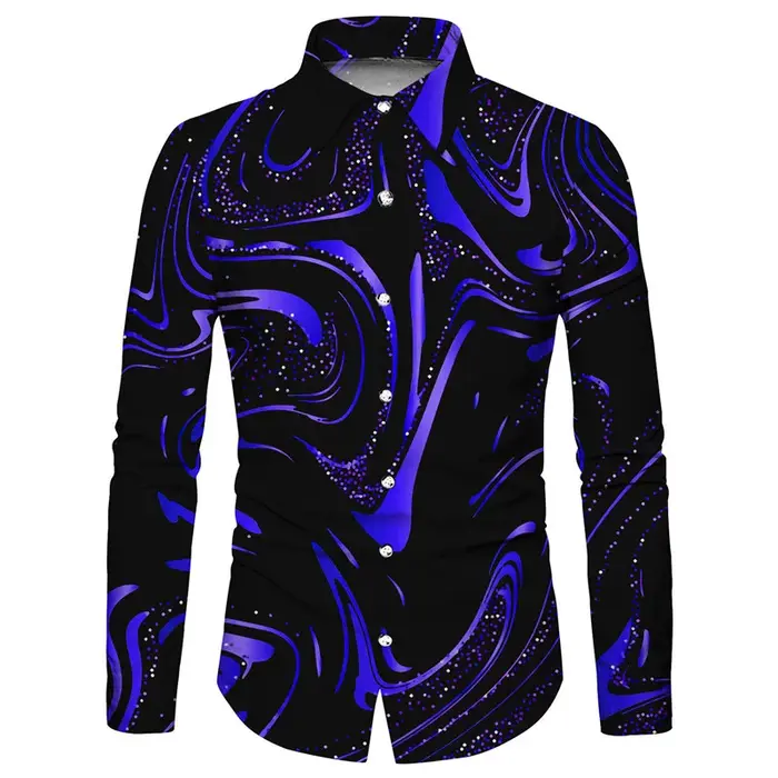Chemises gothiques décontractées pour hommes, costume de dîner de fête, revers à boutons, hauts de l