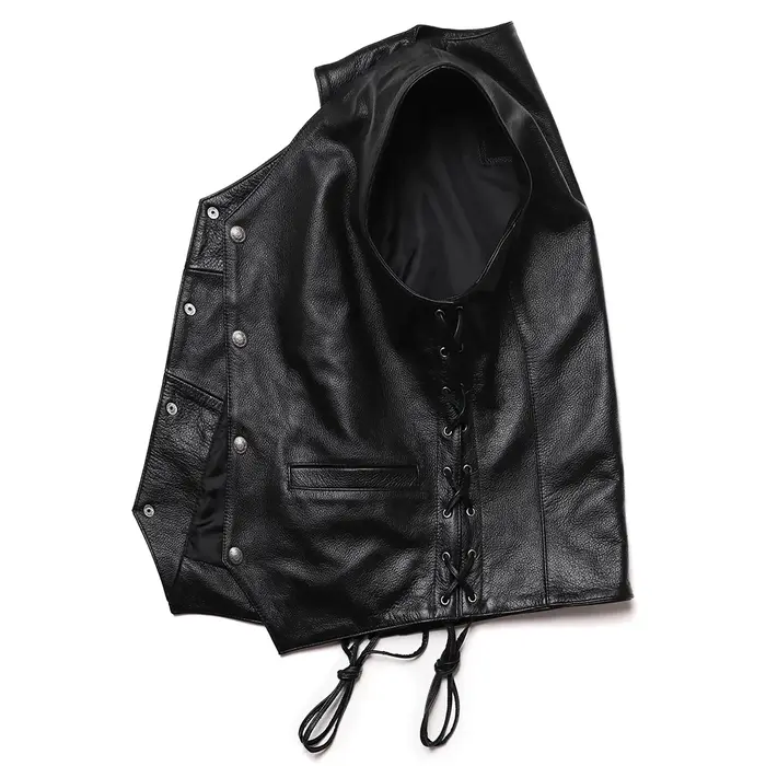 GlaSlim Col V Glands FibJacket, Cuir de vachette véritable, GlaSlim, Classique, Moto, Naturel, Homme