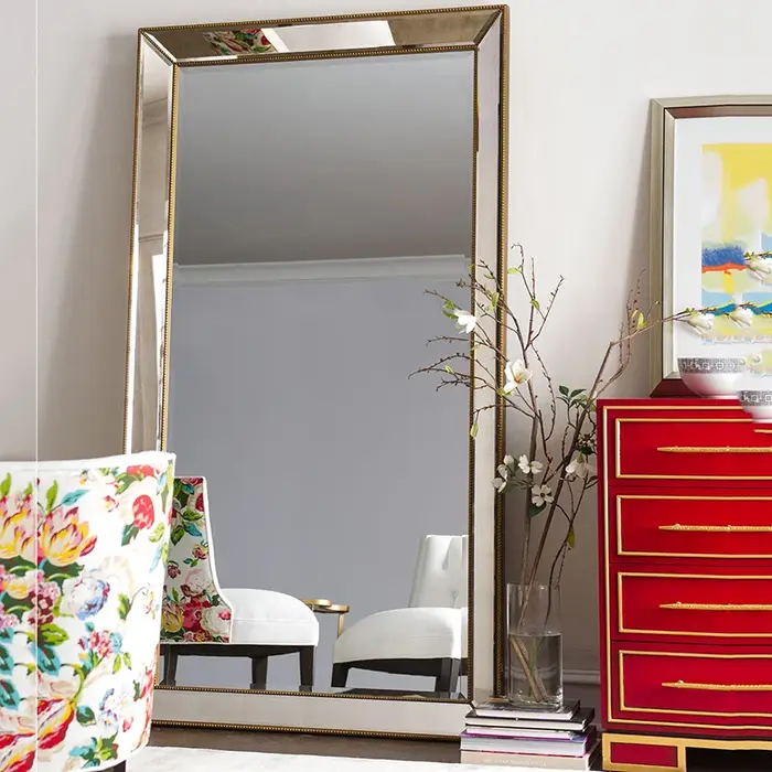 Miroir sur Pied de Style Français Book ine Longueur, Décoration Murale, Salon, Esthétique, Luxe, Vin