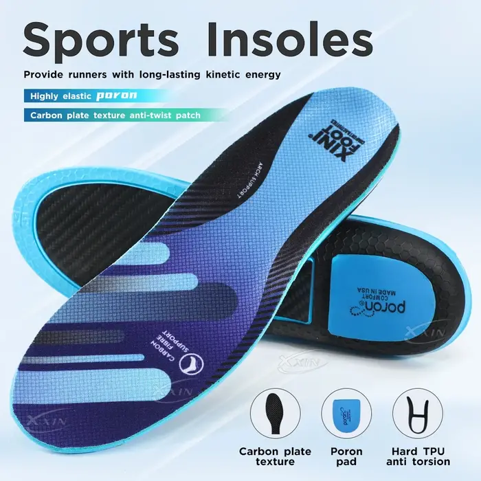 【Xxin】 semelle intérieure en Fiber de carbone Poron amorti talon soutien de la voûte plantaire semel