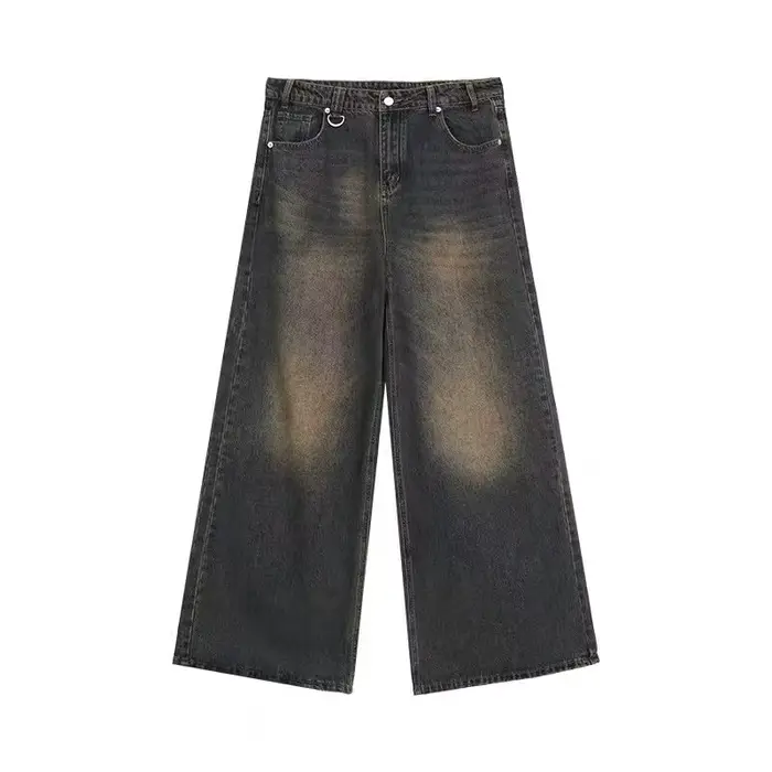 Été hommes Baggy jean unisexe Vintage Style américain droit jambe large Denim pantalon marque de mod