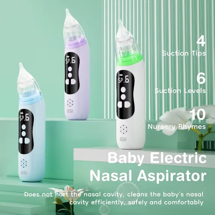 MAMIJOY aspirateur nasal électrique bébé, embout silicone qualité alimentaire 6 modes aspiration musique