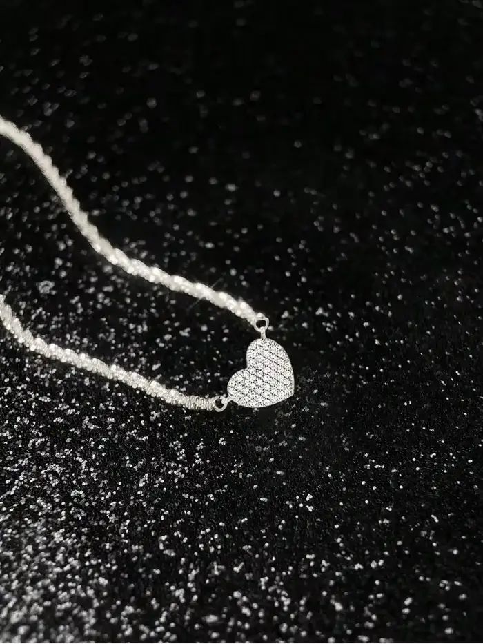 Collier en argent Sterling 925 pour femmes, en Zircon complet, en forme de cœur d'amour, pour fiança