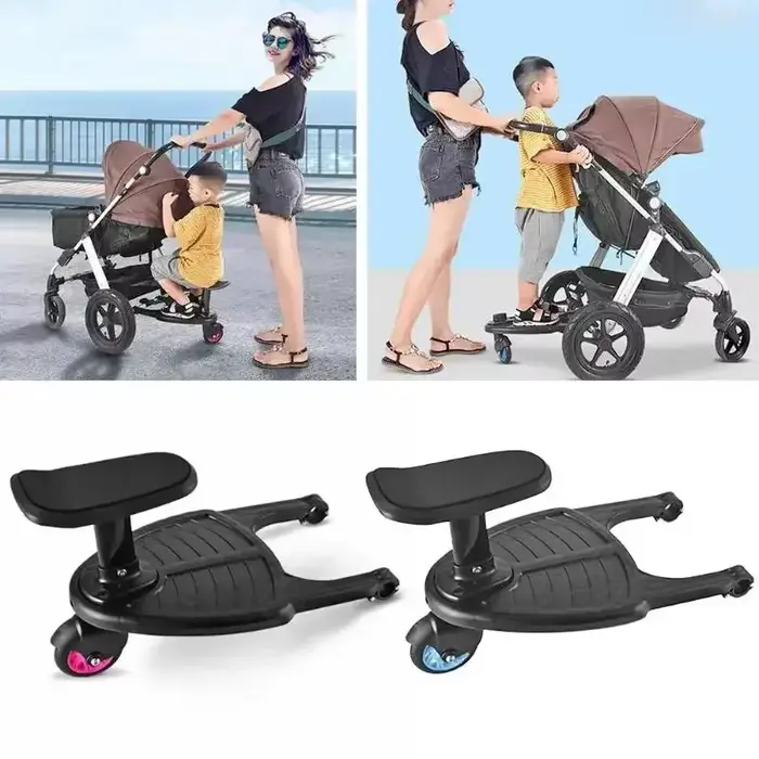 Poussette pour bébé avec adaptateur de pédale de poussette, fixation de poussette avec siège amovibl