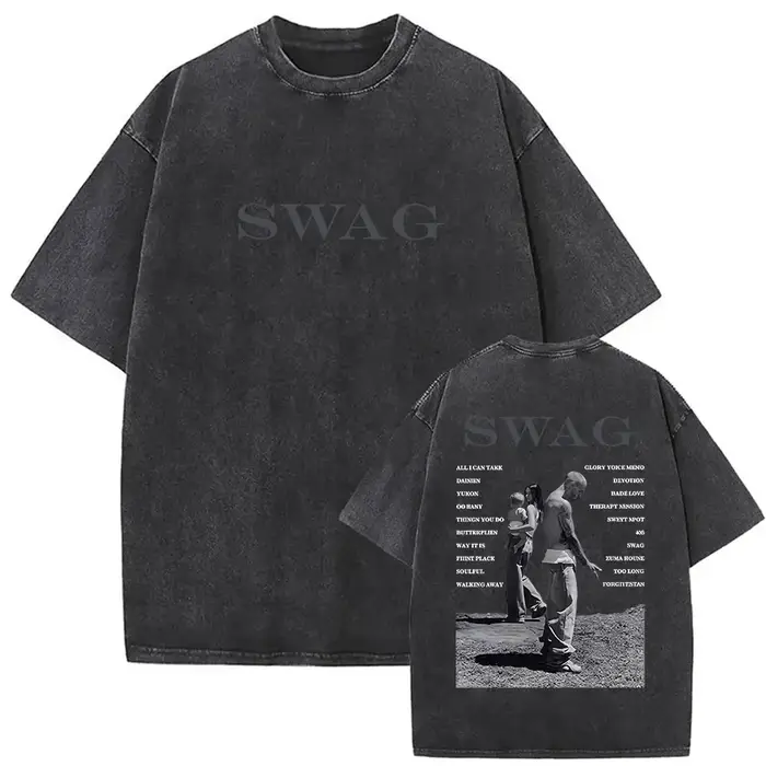 Vintage Justin Bieber SWAG Album 2025 lavé t-shirts hommes femmes col rond haute qualité mode T-shir