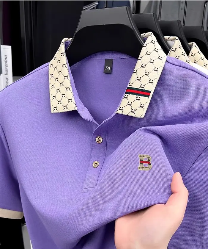 Marque de luxe B lettre en relief polo à manches courtes hommes été léger respirant nouvelle mode co