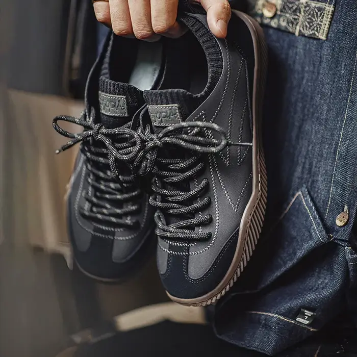 Maden rétro noir Patchwork allemand formateurs chaussures une pièce tricot chaussette baskets à lace