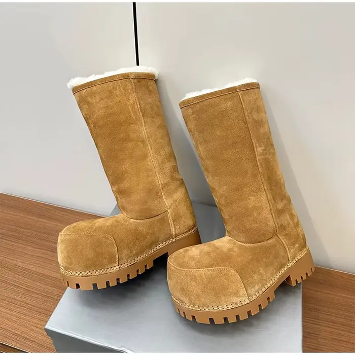 Bottes de neige longues à plateforme pour dames, chaussures en coton chaud, design à grosse tête, ma