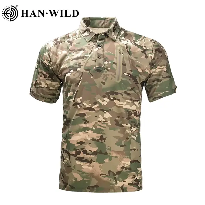 T-shirt camouflage respirant à séchage rapide pour hommes, chemise à manches courtes, camping, rando