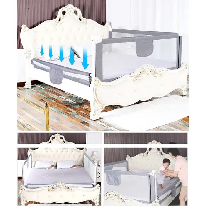 Barrière de Lit Extra-Large de 150 / 180 / 200 cm Protection de Lit pour Tout-Petit Accessoire de Ch