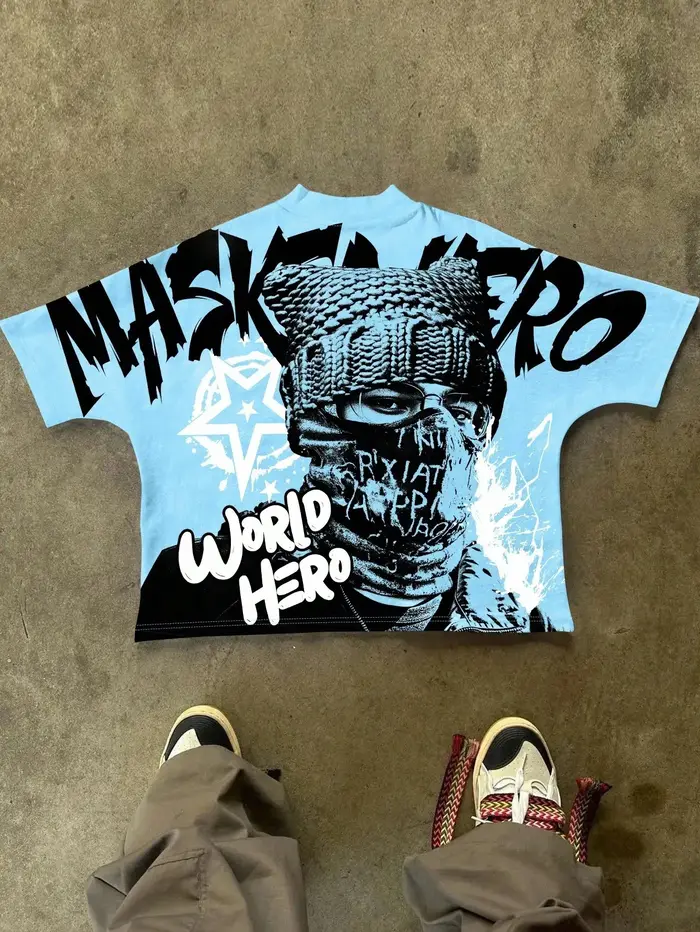 Le nouveau T-shirt pour hommes pour l'été 2025 présente une impression de motifs d'étoiles 3D décont