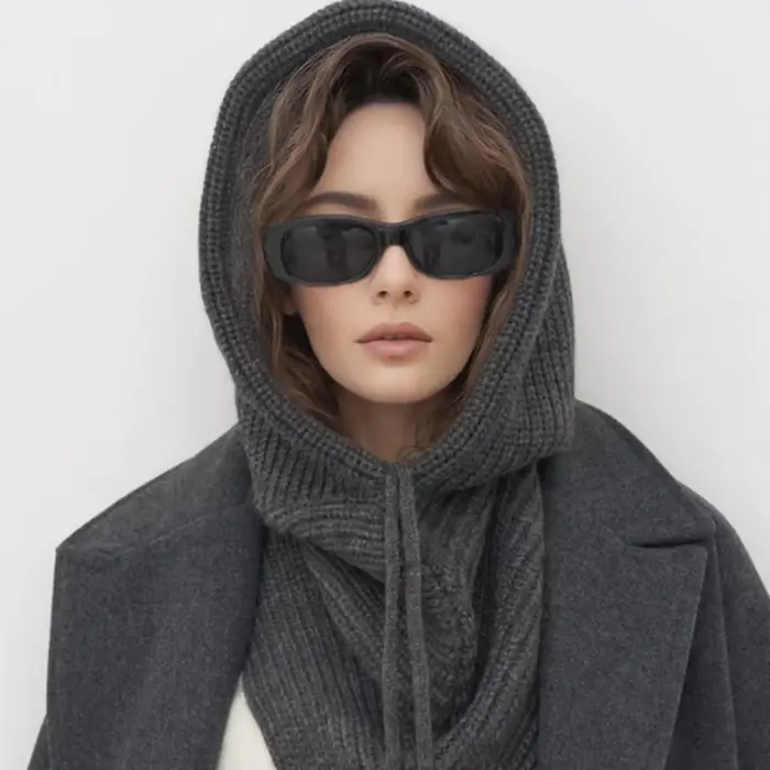 Chapeau-balaclava d'hiver pour femmes, écharpe chaude en tricot, bonnets à capuche, collier de cou e