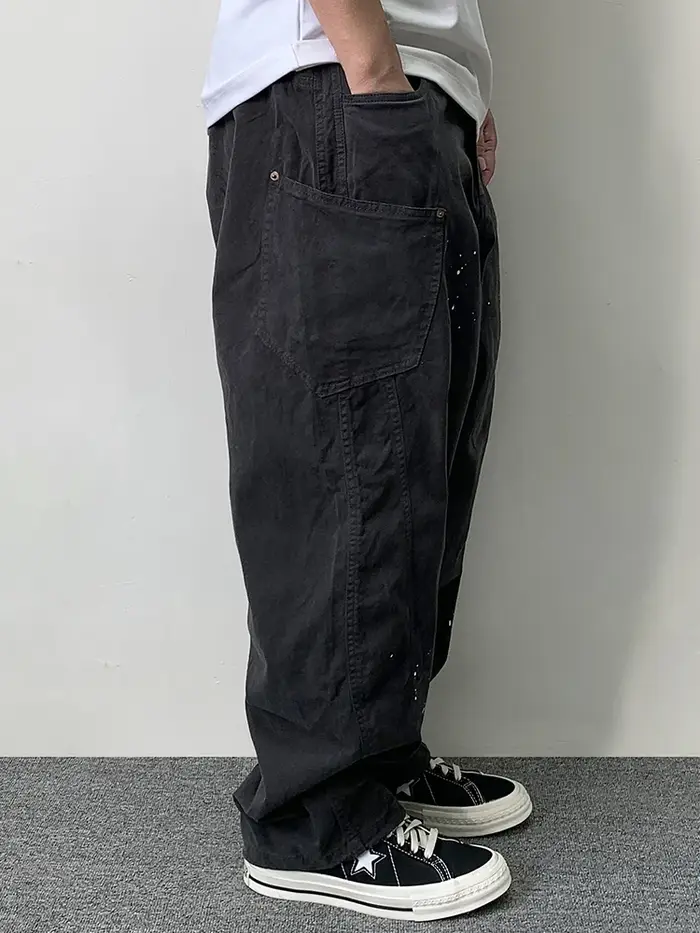 Pantalon cargo à pois pour hommes, streetwear japonais, pantalon baggy décontracté Harajuku, haute q