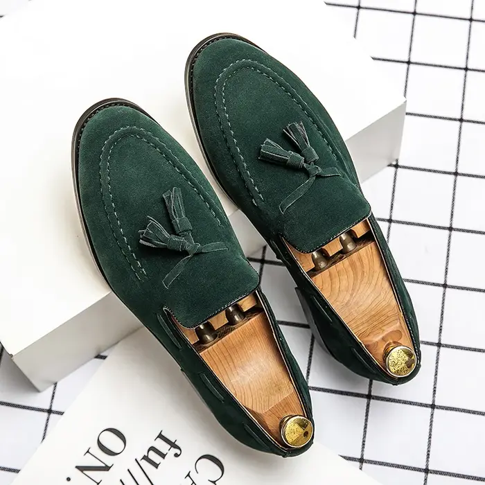 Mocassins d'été en daim à pampilles pour hommes, style italien 2026, souples et de haute qualité, ch