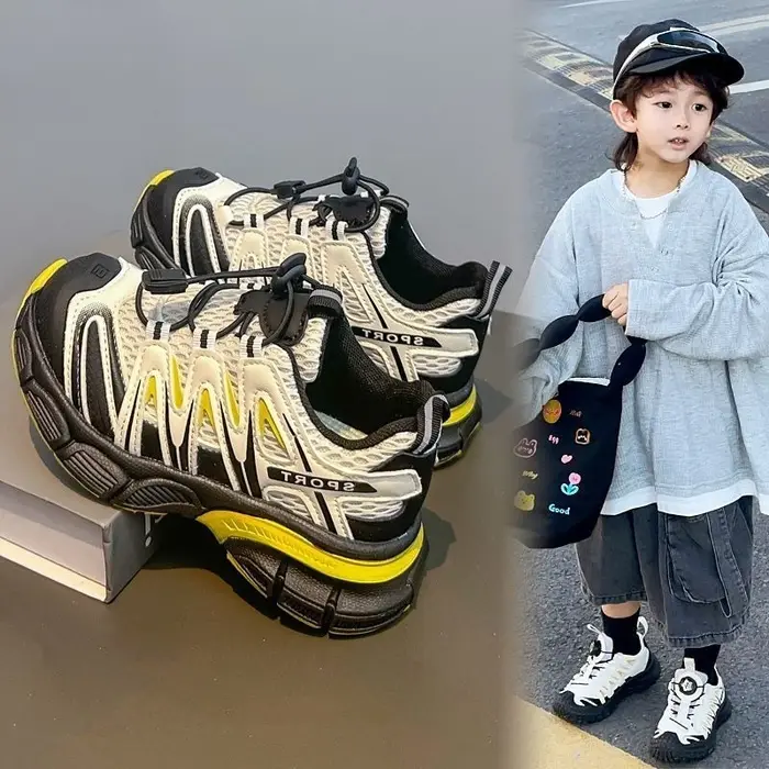 Enfants filles grosses baskets maille chaussures décontractées respirantes automne hiver nouveau à l