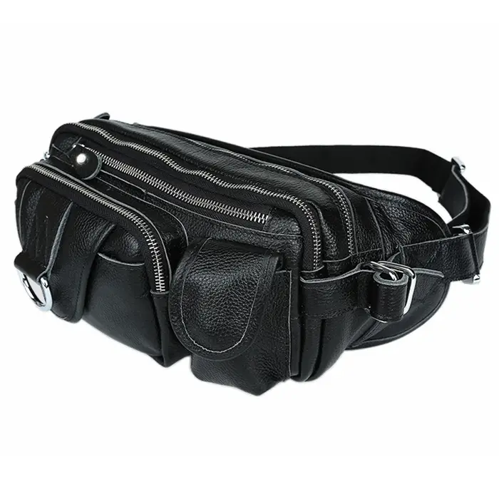 Sac de taille en cuir véritable pour homme, accessoire à la mode, 2017
