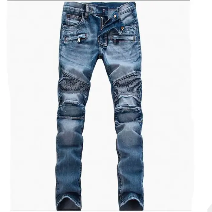 Jeans droits de motard de moto pour hommes, pantalons en denim décontractés, surintendant, streetwea