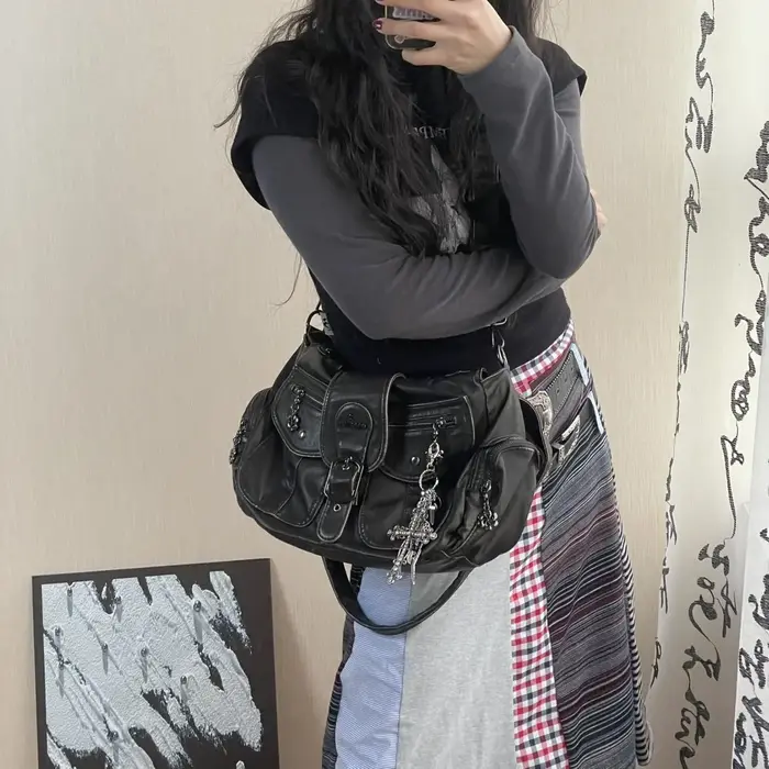 Sac à main Andel Kiss pour femme, sac à bandoulière serpentine en PU, sac bouffant multi-poches, sac