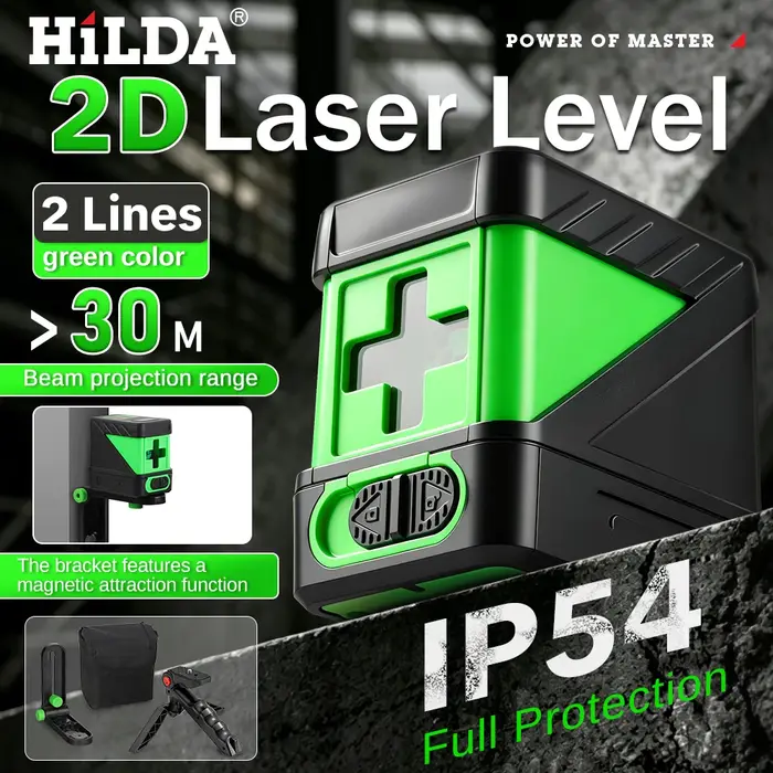 HILDA 2 Lignes Niveau Laser Auto Nivellement Vert Poutres