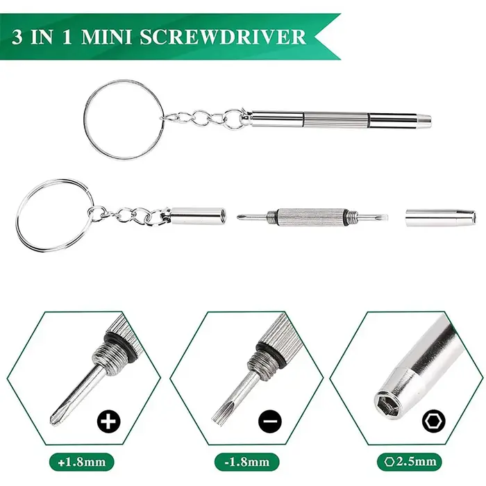 Mini tournevis 3 en 1, lunettes optiques, lunettes portables, Kit de réparation de montre, outil man