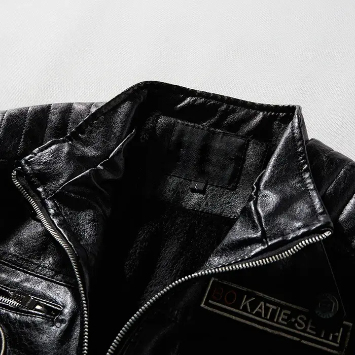 Veste en cuir de style moto pour hommes, manteau de doublure de sourire, vestes décontractées, parde