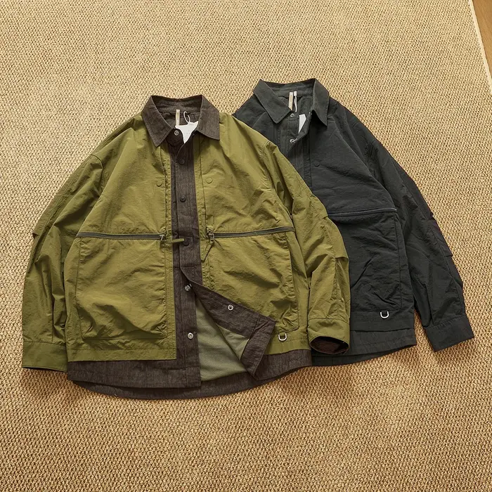 Veste à revers deux pièces pour hommes, nouveau manteau Cargo ample et décontracté, Vintage japonais