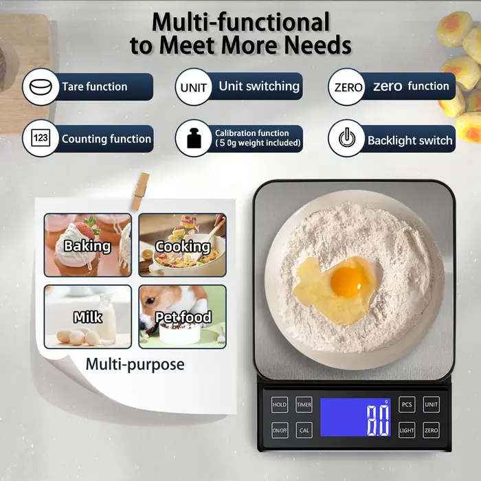 Balance de cuisine numérique étanche en acier inoxydable, haute précision, balance électronique pour