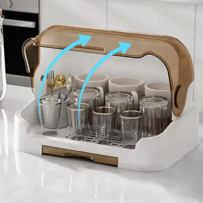 Support de séchage de bouteilles pour bébés, stockage de bouteilles anti-poussière avec plateau d'ég